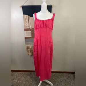 NWT Anthropologie Sadie & Sage Pink Rayon Flowy OpenBack Pencil Midi Dress XL